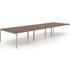 Mesa para coworking Kube triple, encimera continua fondo 166 cm, estructura aluminio