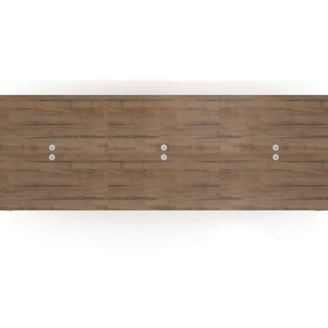 Mesa para coworking Kube triple, encimera continua fondo 166 cm, estructura aluminio