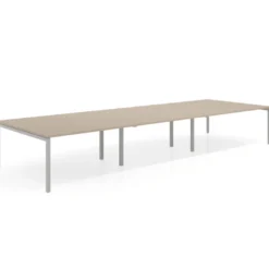 Mesa para coworking Kube triple, encimera continua fondo 166 cm, estructura aluminio