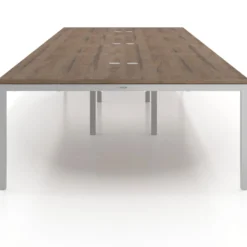 Mesa para coworking Kube triple, encimera continua fondo 166 cm, estructura aluminio