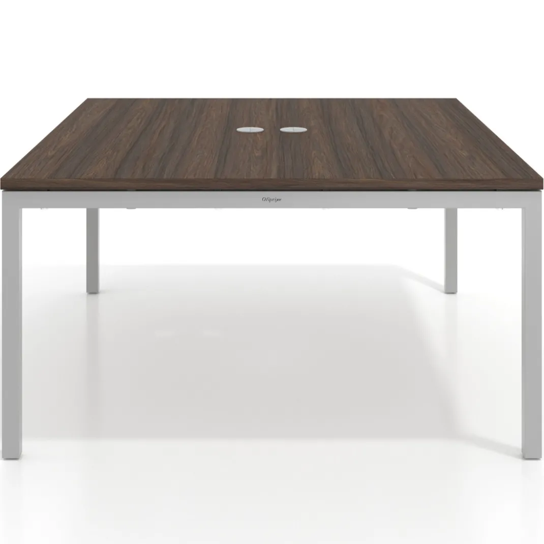 Mesa para reunión o trabajo, encimera continua fondo 142 cm estructura aluminio