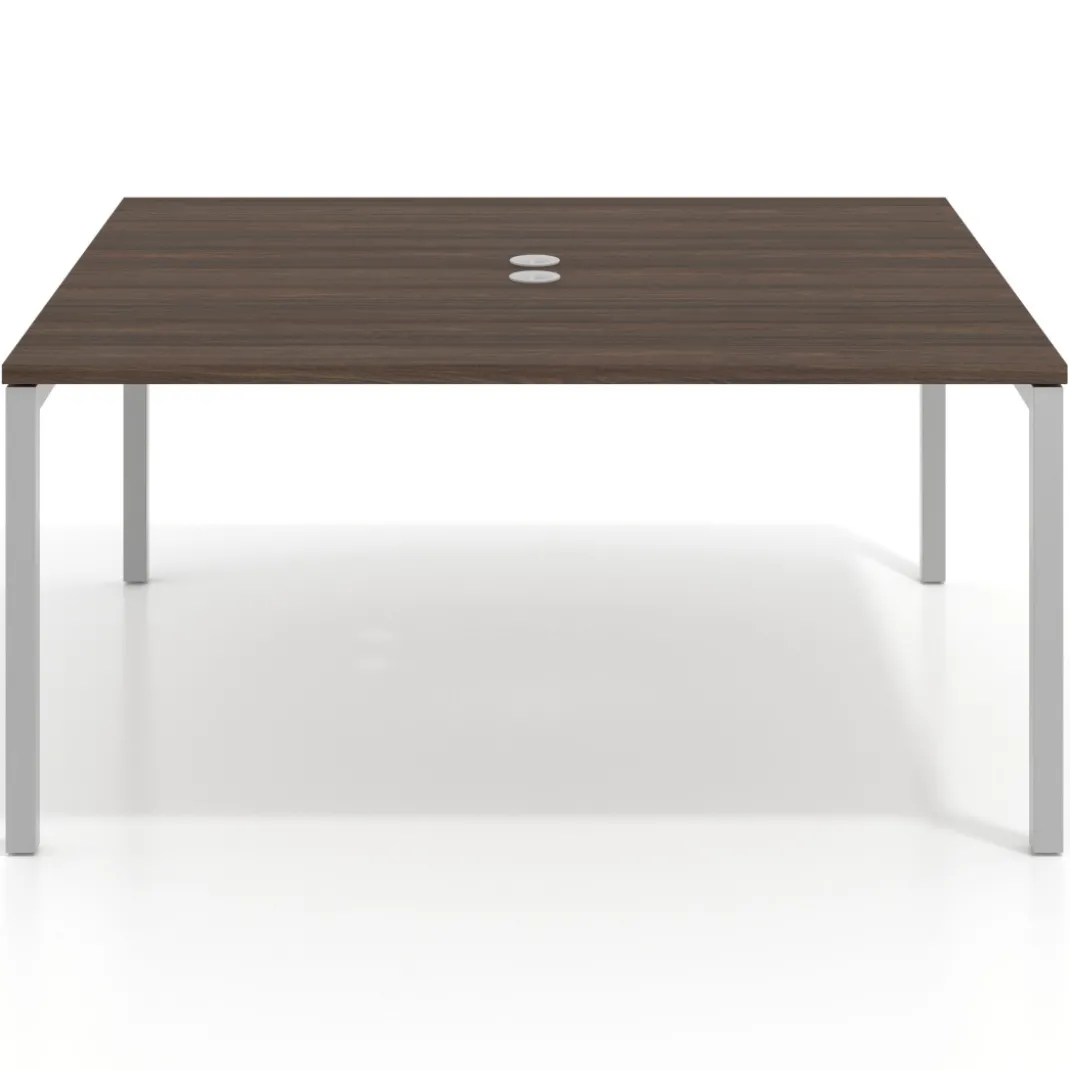 Mesa para reunión o trabajo, encimera continua fondo 142 cm estructura aluminio