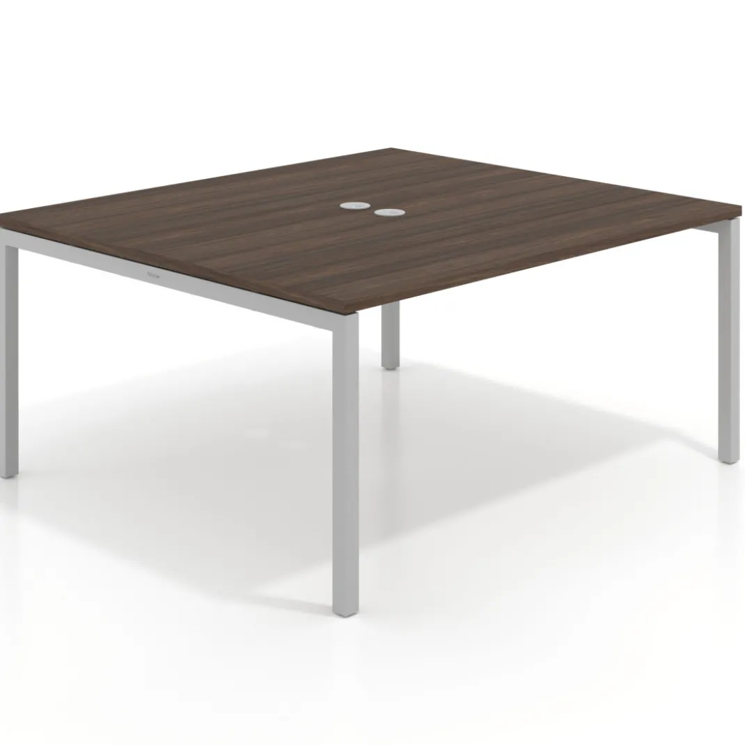 Mesa para reunión o trabajo, encimera continua fondo 142 cm estructura aluminio