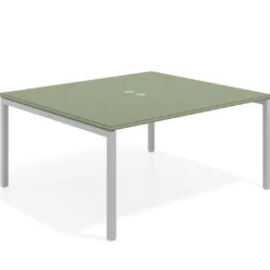 Mesa para reunión o trabajo, encimera continua fondo 142 cm estructura aluminio
