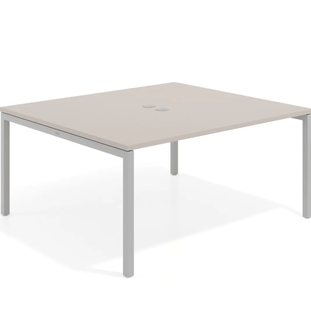 Mesa para reunión o trabajo, encimera continua fondo 142 cm estructura aluminio