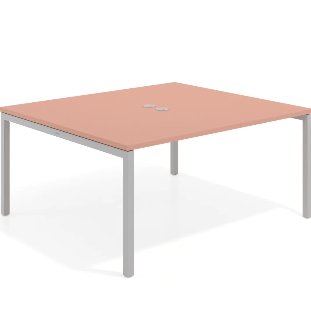 Mesa para reunión o trabajo, encimera continua fondo 142 cm estructura aluminio