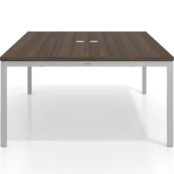 Mesa para reunión o trabajo, encimera continua fondo 142 cm estructura aluminio