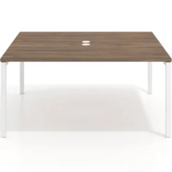Mesa para reunión o trabajo, encimera continua fondo 142 cm estructura blanco