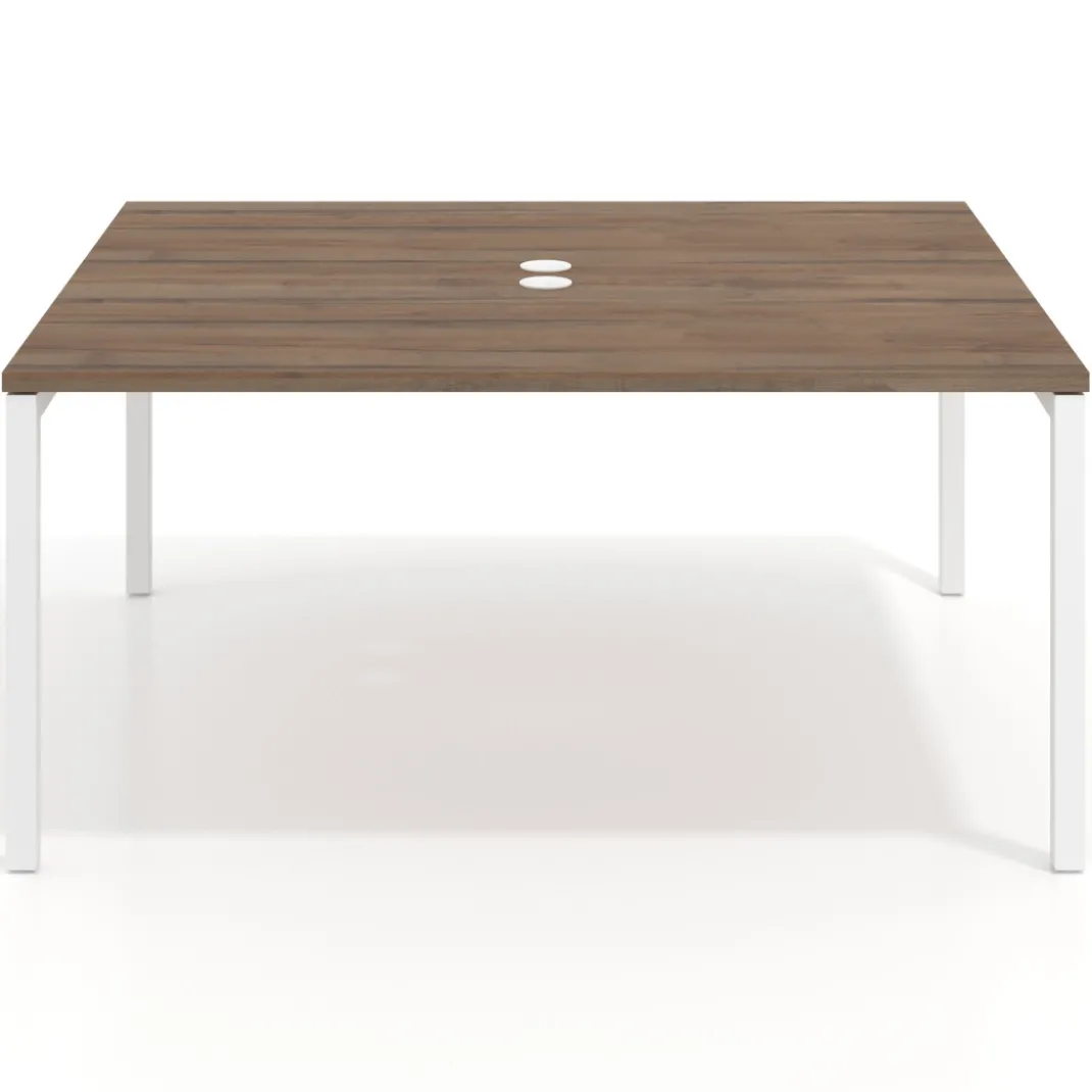 Mesa para reunión o trabajo, encimera continua fondo 142 cm estructura blanco