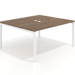 Mesa para reunión o trabajo, encimera continua fondo 142 cm estructura blanco