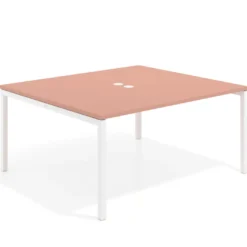 Mesa para reunión o trabajo, encimera continua fondo 142 cm estructura blanco