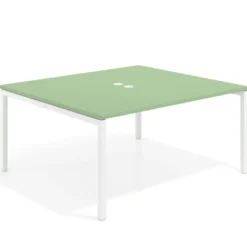 Mesa para reunión o trabajo, encimera continua fondo 142 cm estructura blanco