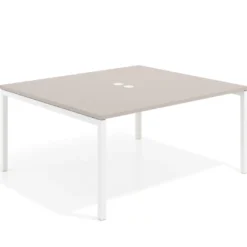Mesa para reunión o trabajo, encimera continua fondo 142 cm estructura blanco