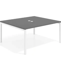Mesa para reunión o trabajo, encimera continua fondo 142 cm estructura blanco