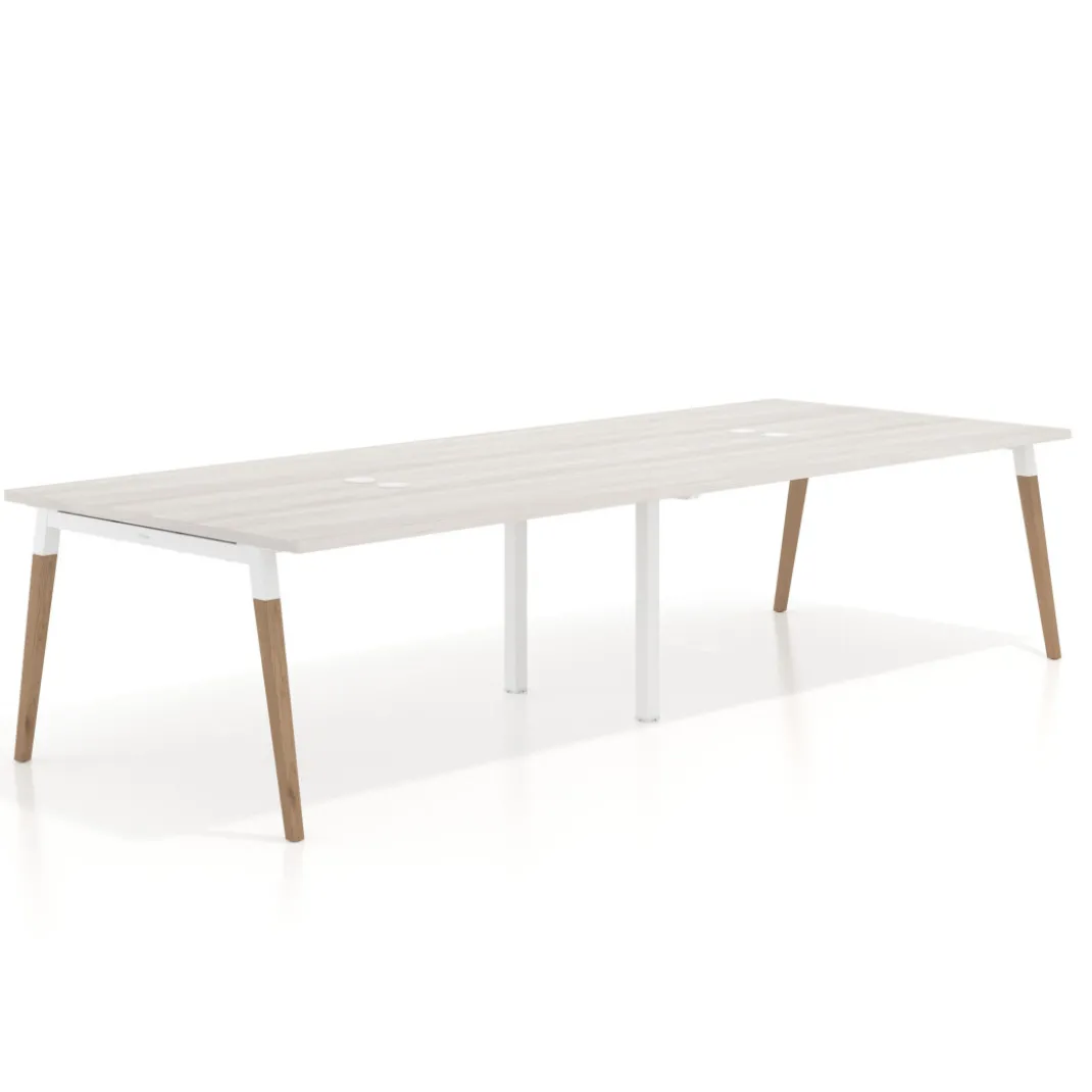 Mesa para reuniones Arki doble con fondo 126 cm, coworking, sobre recto
