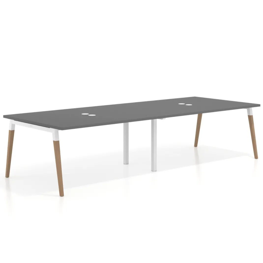 Mesa para reuniones Arki doble con fondo 126 cm, coworking, sobre recto