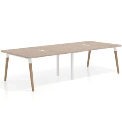 Mesa para reuniones Arki doble con fondo 126 cm, coworking, sobre curvo