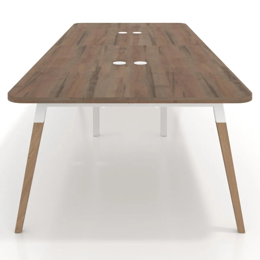 Mesa para reuniones Arki doble con fondo 126 cm, coworking, sobre curvo