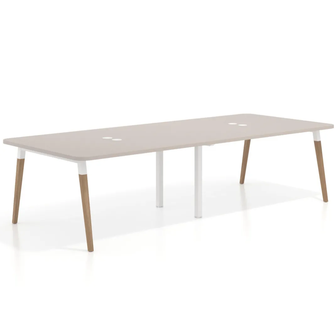 Mesa para reuniones Arki doble con fondo 126 cm, coworking, sobre curvo