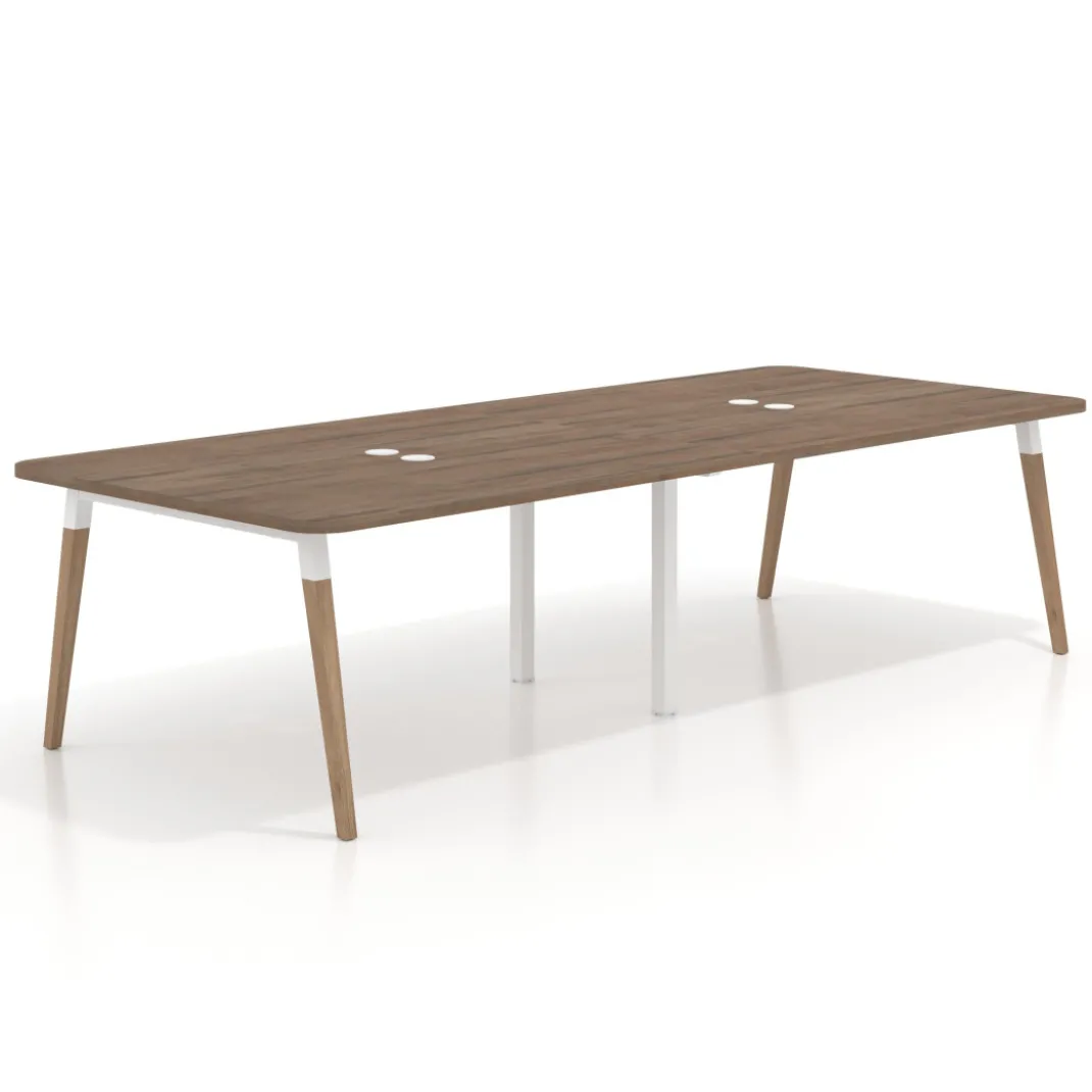 Mesa para reuniones Arki doble con fondo 126 cm, coworking, sobre curvo