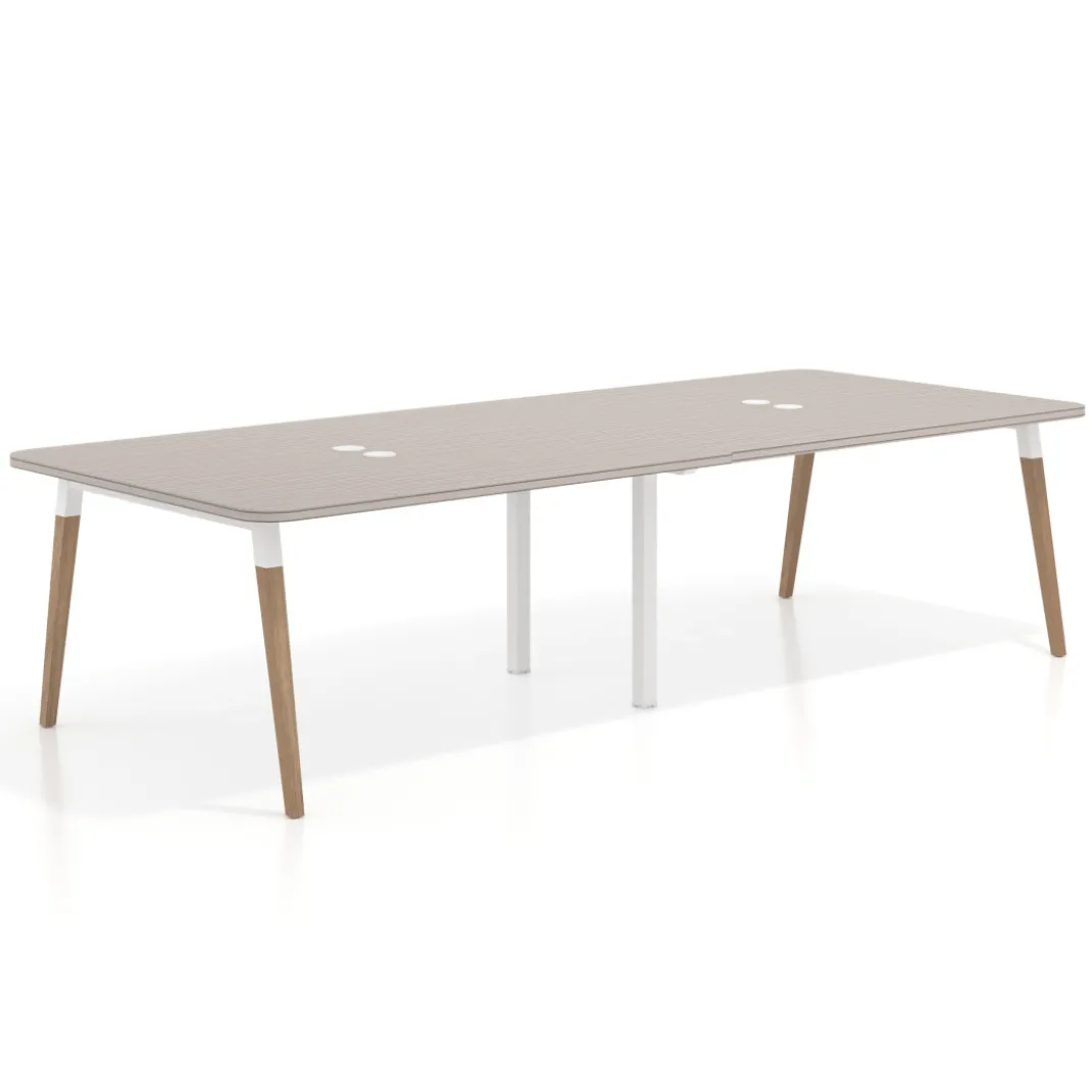 Mesa para reuniones Arki doble con fondo 126 cm, coworking, sobre curvo