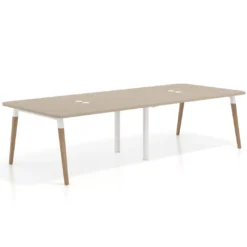 Mesa para reuniones Arki doble con fondo 126 cm, coworking, sobre curvo