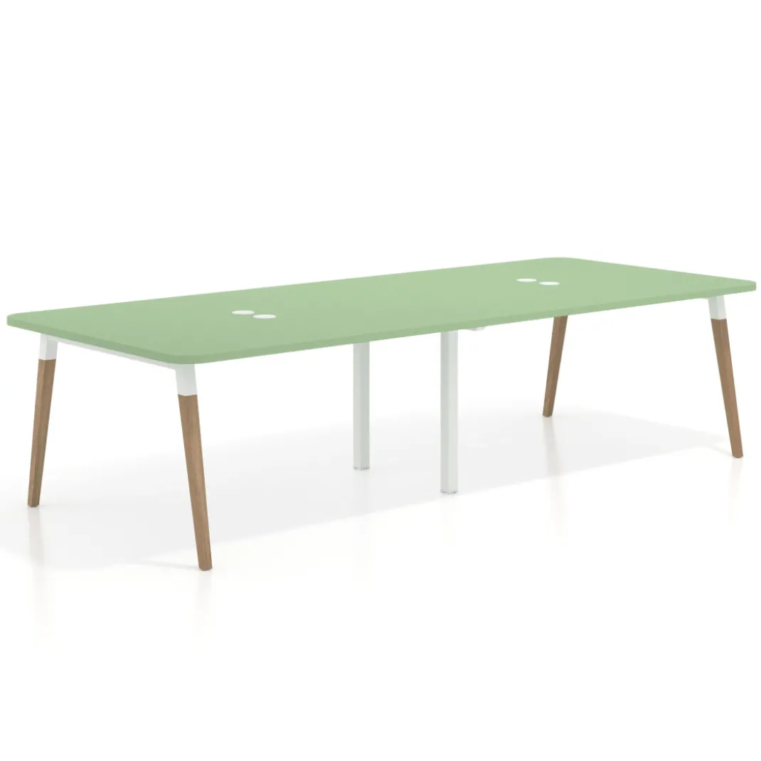 Mesa para reuniones Arki doble con fondo 126 cm, coworking, sobre curvo