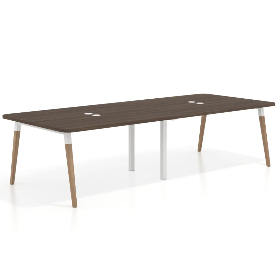 Mesa para reuniones Arki doble con fondo 126 cm, coworking, sobre curvo