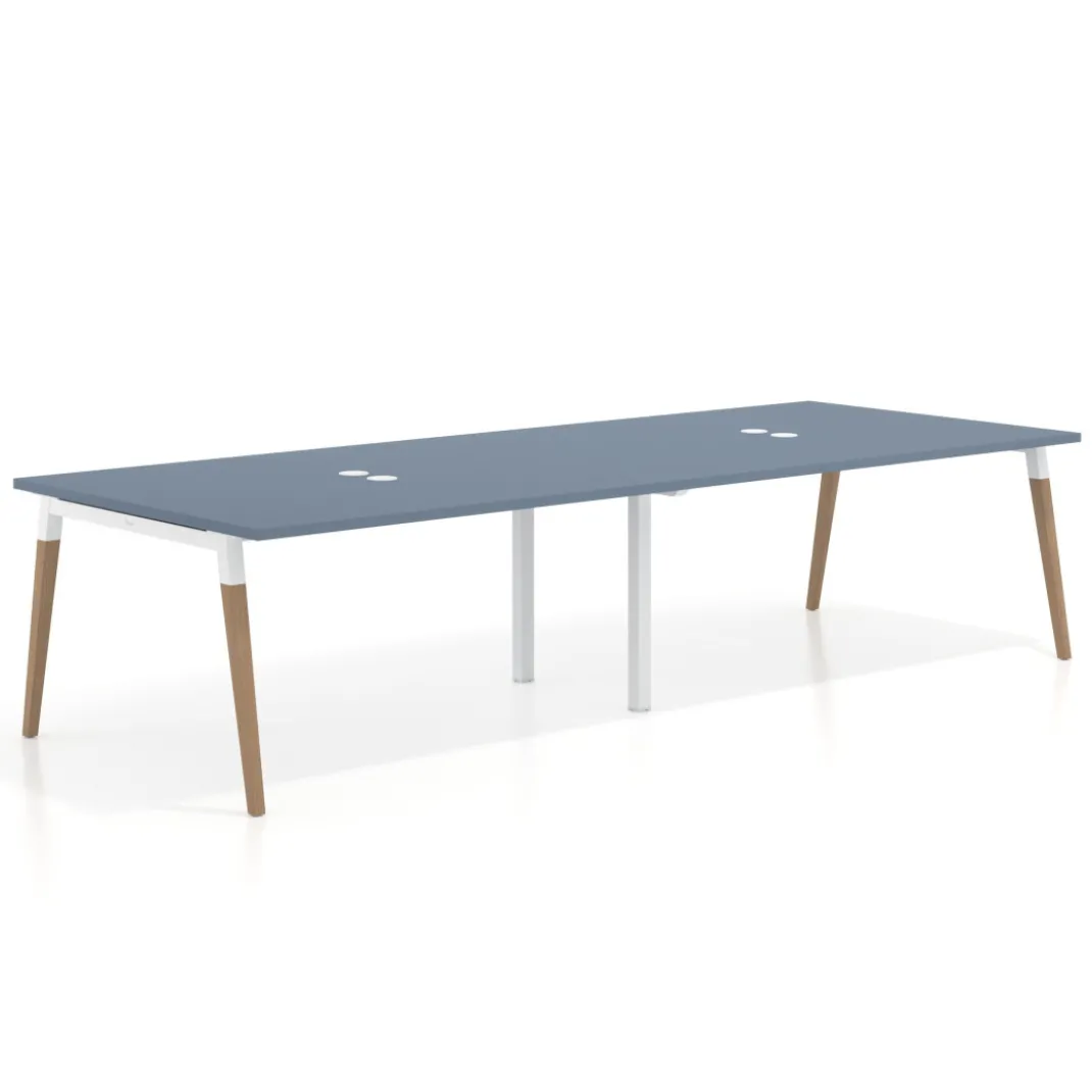 Mesa para reuniones Arki doble con fondo 126 cm, coworking, sobre recto