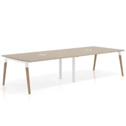Mesa para reuniones Arki doble con fondo 126 cm, coworking, sobre recto