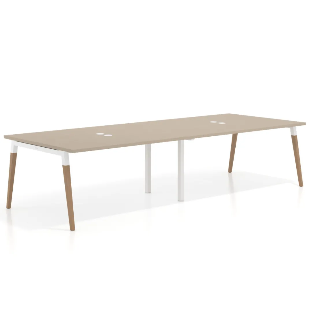 Mesa para reuniones Arki doble con fondo 126 cm, coworking, sobre recto