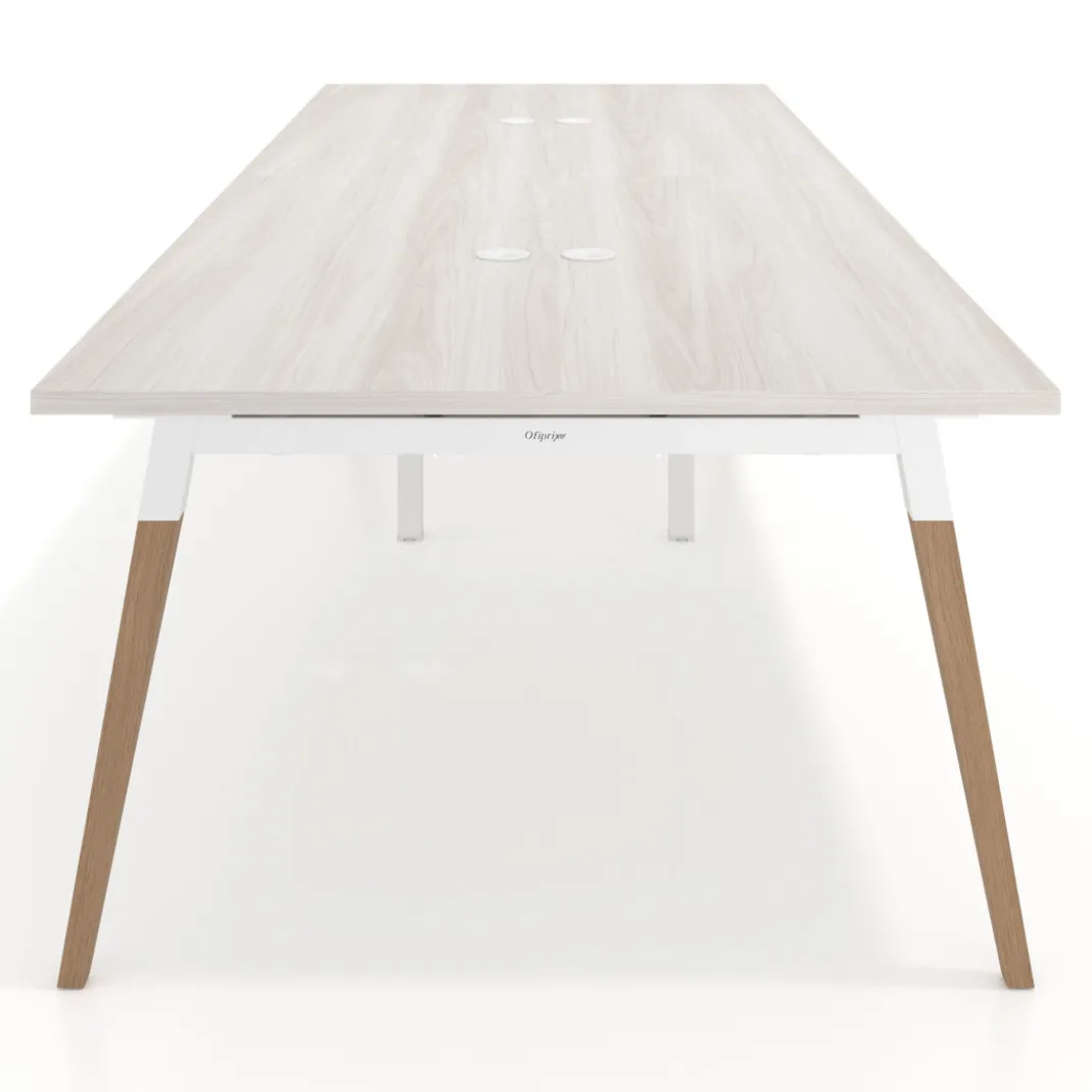 Mesa para reuniones Arki doble con fondo 126 cm, coworking, sobre recto