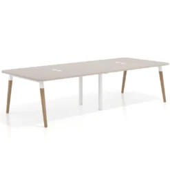 Mesa para reuniones Arki doble con fondo 126 cm, coworking, sobre curvo