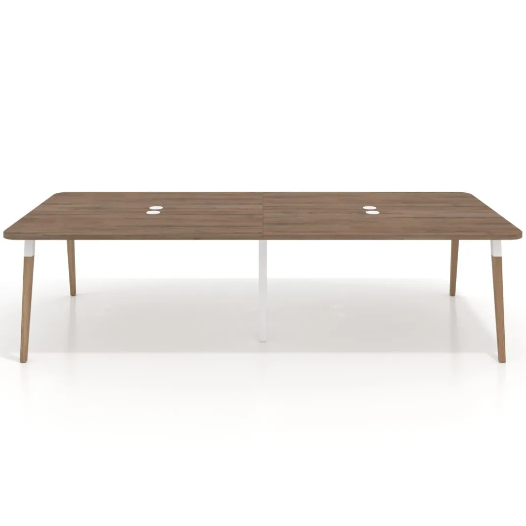 Mesa para reuniones Arki doble con fondo 126 cm, coworking, sobre curvo