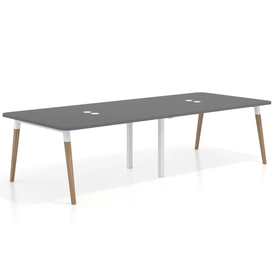 Mesa para reuniones Arki doble con fondo 126 cm, coworking, sobre curvo