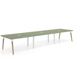 Mesa para reuniones Arki triple con fondo 126 cm, coworking, sobre curvo