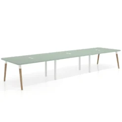 Mesa para reuniones Arki triple con fondo 126 cm, coworking, sobre curvo