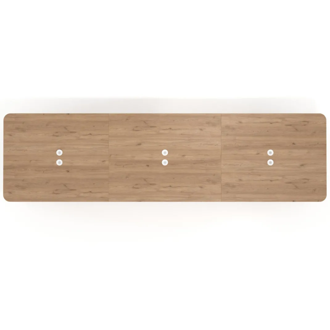 Mesa para reuniones Arki triple con fondo 126 cm, coworking, sobre curvo