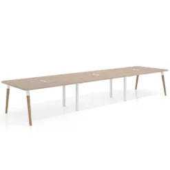Mesa para reuniones Arki triple con fondo 126 cm, coworking, sobre curvo