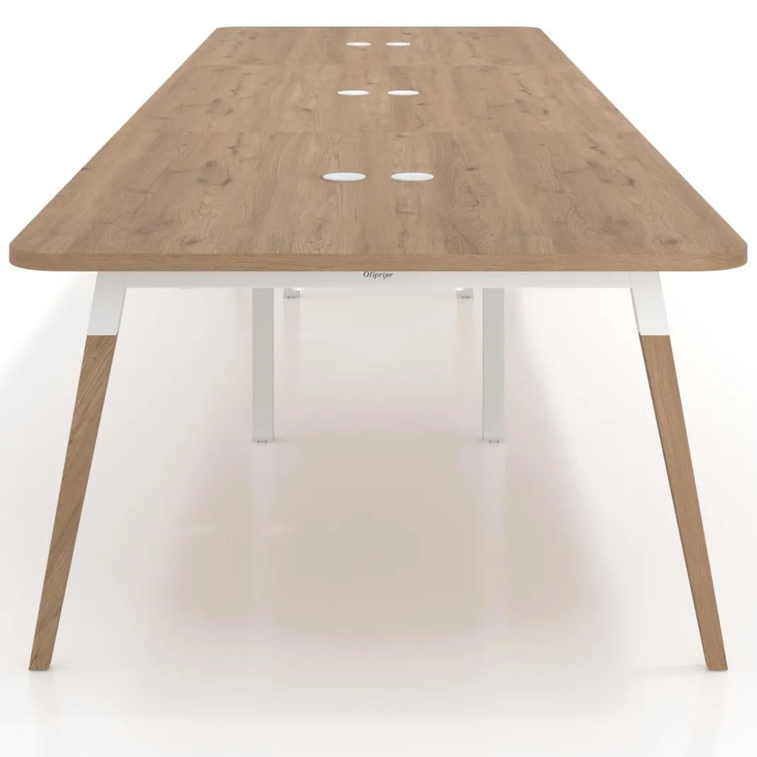 Mesa para reuniones Arki triple con fondo 126 cm, coworking, sobre curvo
