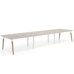 Mesa para reuniones Arki triple con fondo 126 cm, coworking, sobre curvo