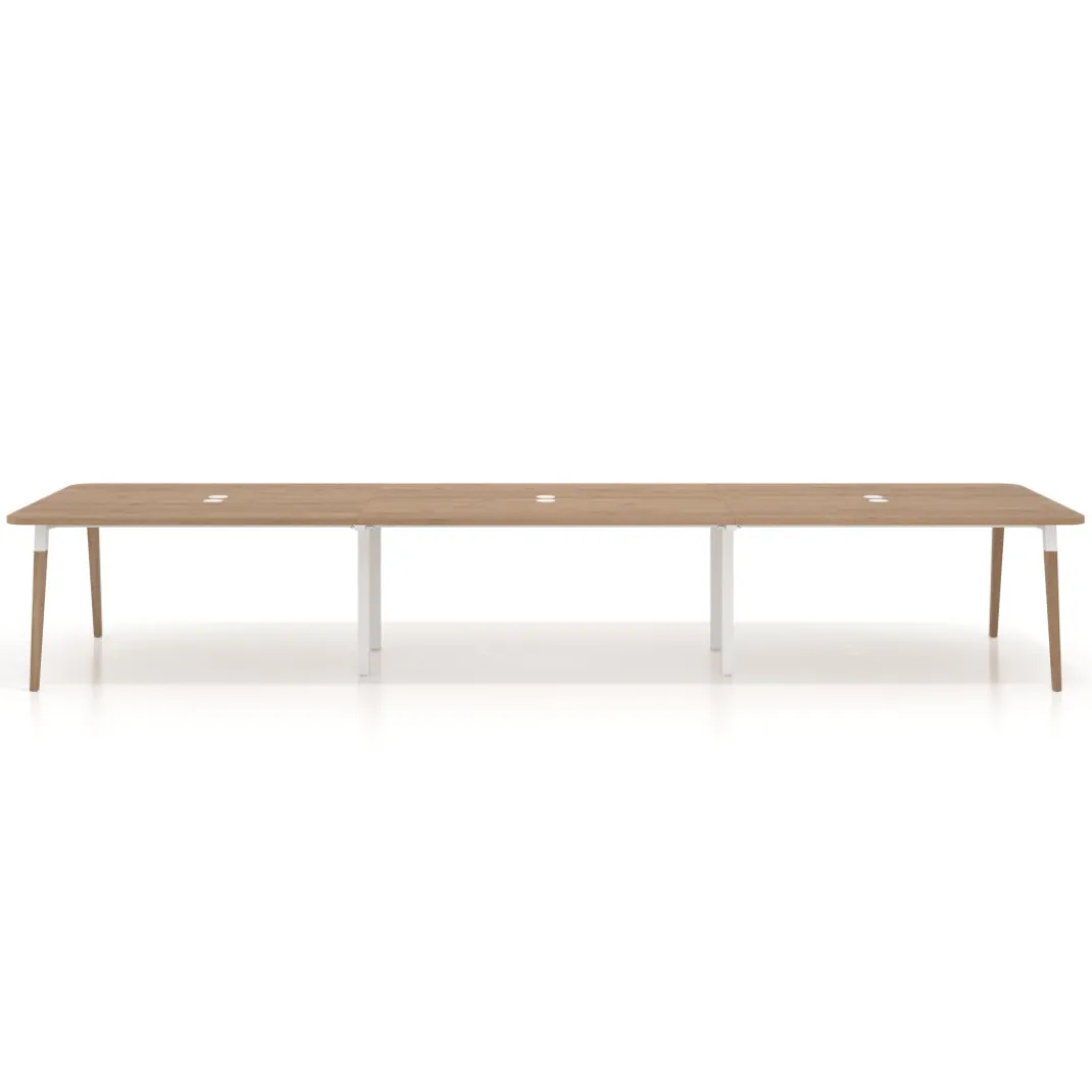 Mesa para reuniones Arki triple con fondo 126 cm, coworking, sobre curvo
