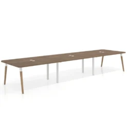 Mesa para reuniones Arki triple con fondo 126 cm, coworking, sobre curvo