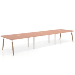 Mesa para reuniones Arki triple con fondo 126 cm, coworking, sobre curvo