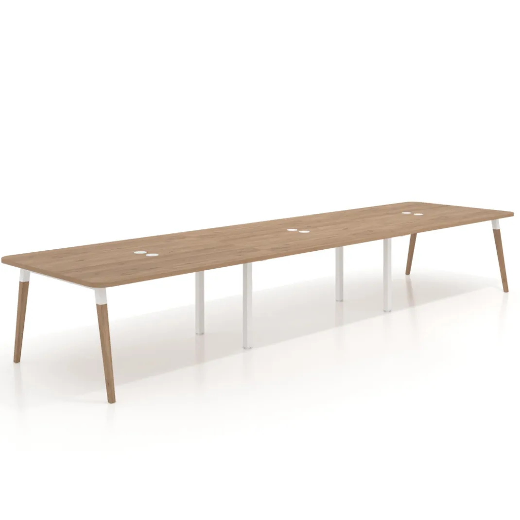 Mesa para reuniones Arki triple con fondo 126 cm, coworking, sobre curvo