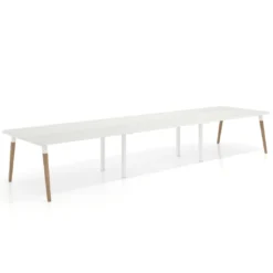 Mesa para reuniones Arki triple con fondo 126 cm, coworking, sobre curvo