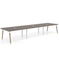 Mesa para reuniones Arki triple con fondo 126 cm, coworking, sobre curvo