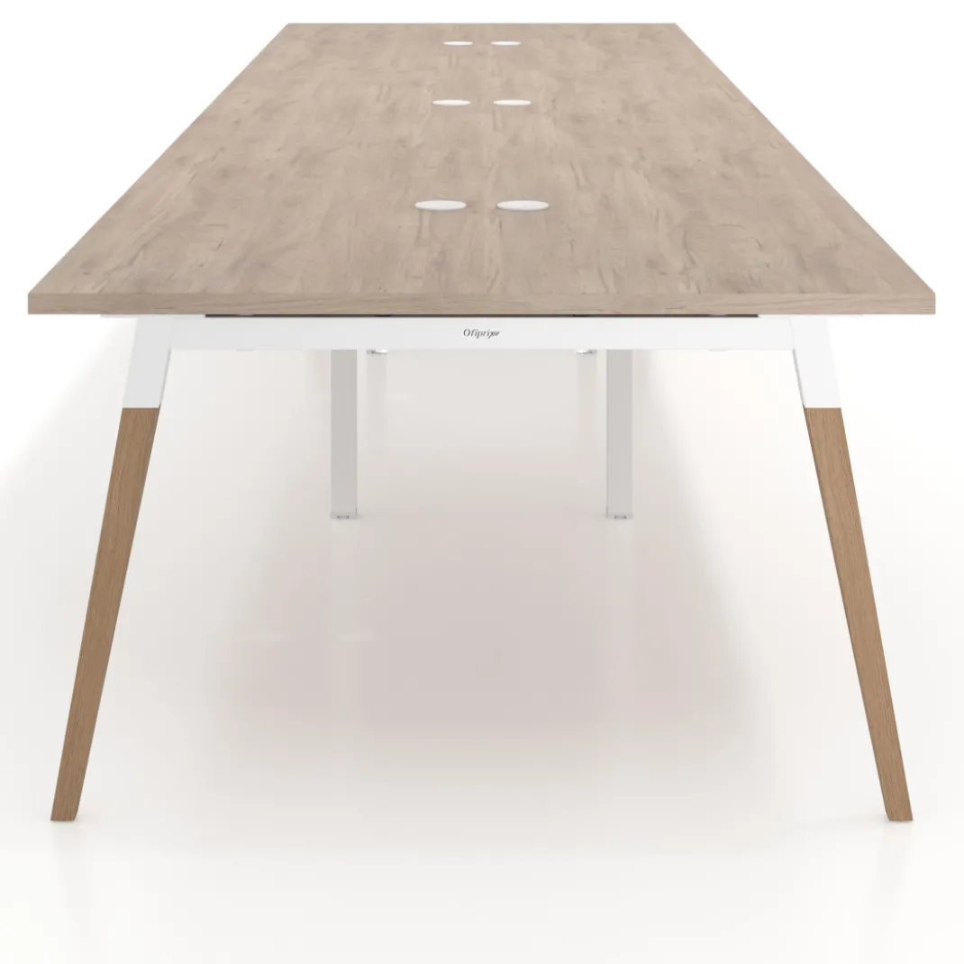 Mesa para reuniones Arki triple con fondo 126 cm, coworking, sobre recto