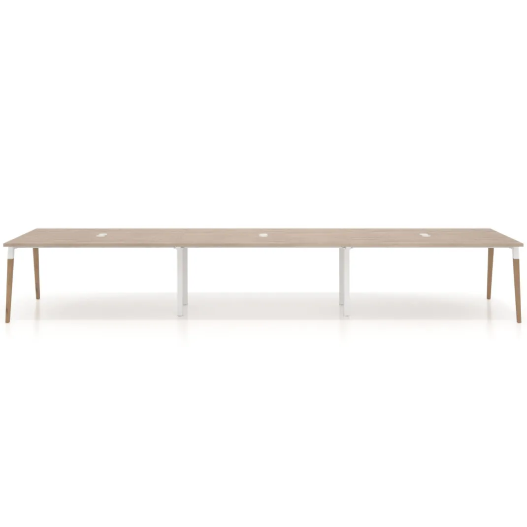 Mesa para reuniones Arki triple con fondo 126 cm, coworking, sobre recto