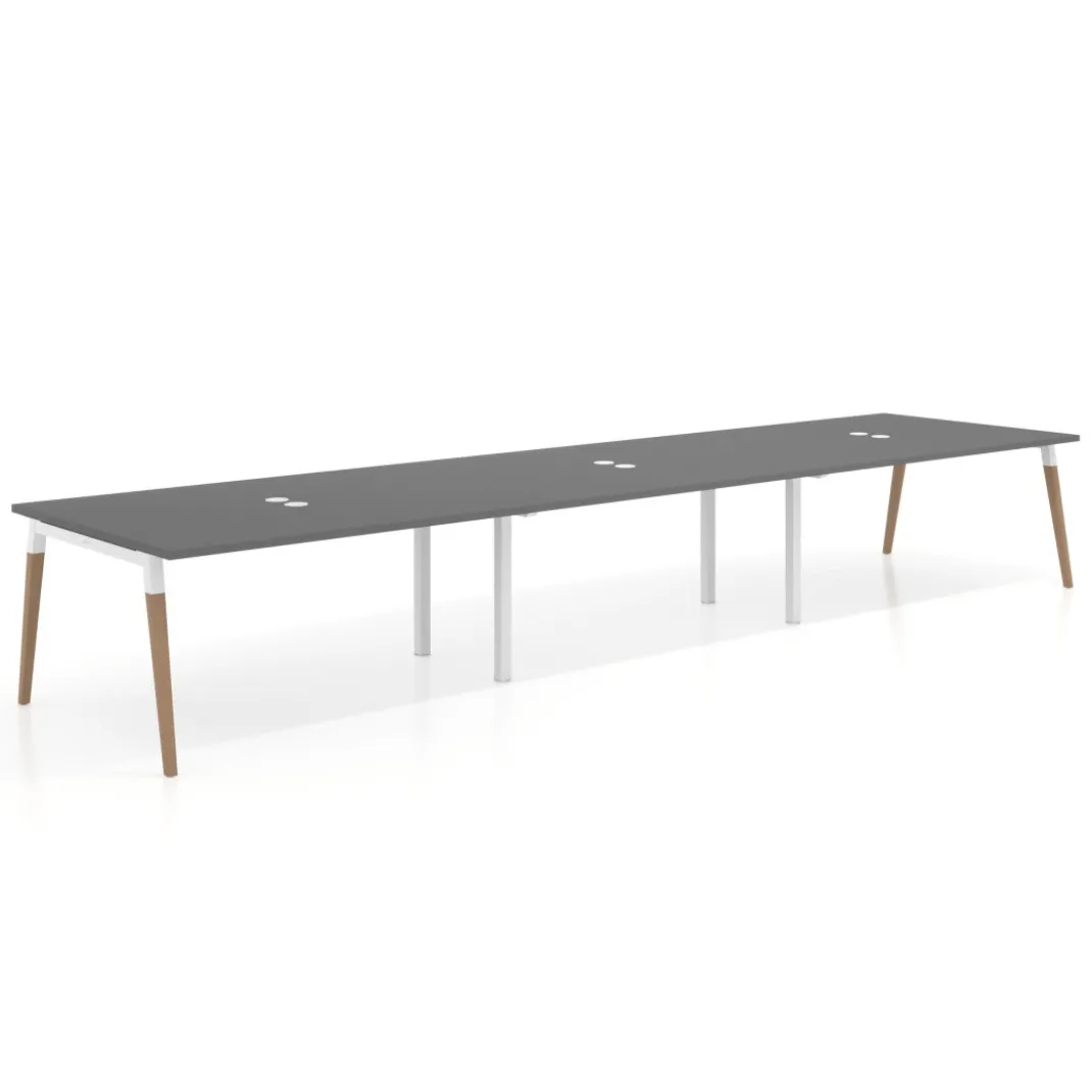 Mesa para reuniones Arki triple con fondo 126 cm, coworking, sobre recto